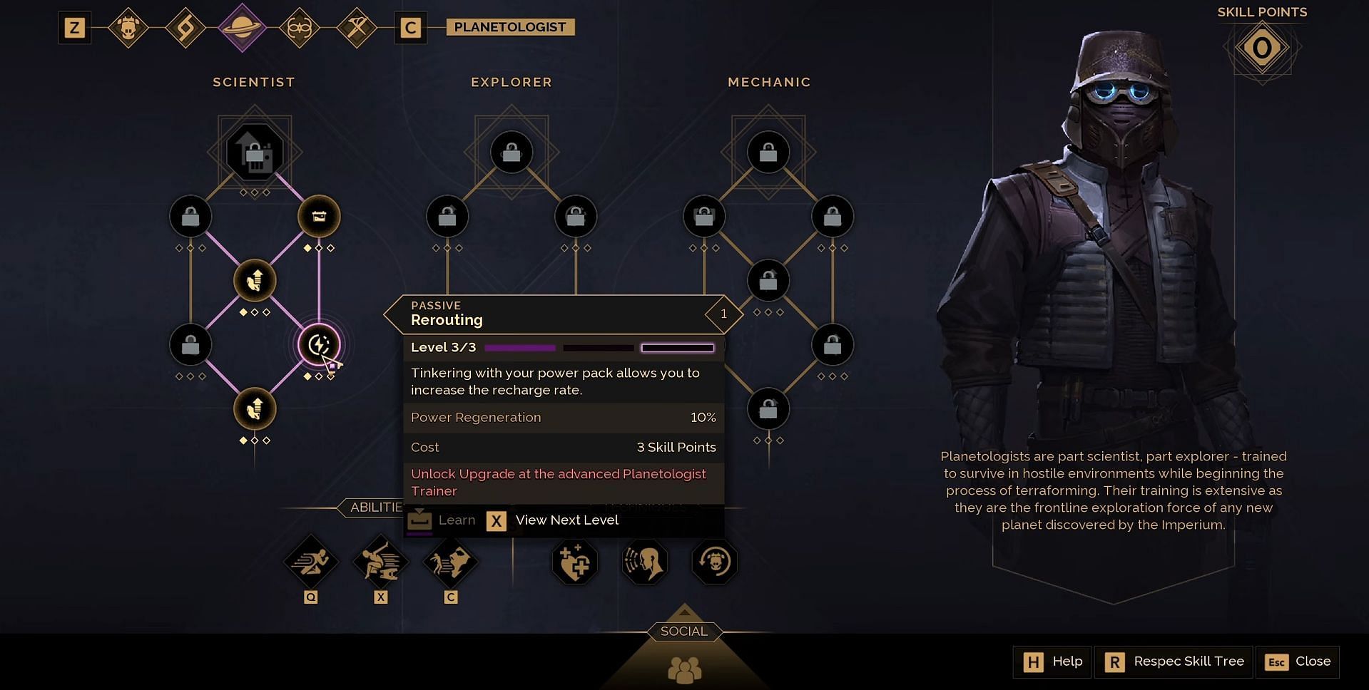 Resources can be obtained easily by applying points to the Scientist (Image via Funcom)